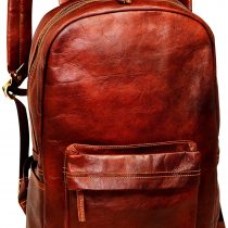 18" Brown Leather Backpack Vintage Rucksack Laptop Bag Water Resistant Casual Daypack College Bookbag Comfortable Lightweight Travel Backpack Hiking/Picnic Bag for Men