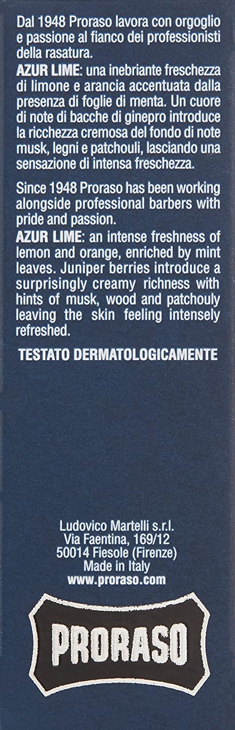 Proraso Cologne, Azur Lime, 100ml, Men's Fragrance with Citrussy and Fresh Notes, Made in Italy, Transparent, 100 ml (Pack of 1) - Image 4