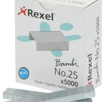 Rexel No.25 Small Staples, For Stapling up to 10 Sheets, Use with Mini Staplers, Box of 5000, 5025