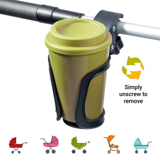 PRAM Stroller Bottle/Cup Holder, Phone Holder, Buggy Bag Hooks - Universal Pushchair Accessories Pack with Cupholder, Mobile Holder, and Pram Clip from TEDIBEE - Image 3