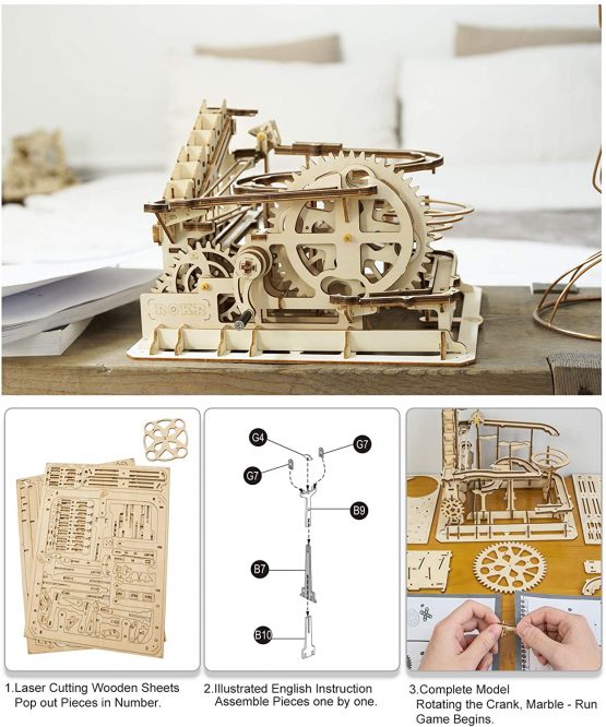 ROBOTIME Mable Run Wooden Model Kits for Adults 3D Puzzle Construction Building Craft Kits to Build for Teens - Image 3