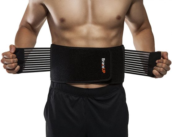 Back Support Belt by BraceUP for Men and Women - Breathable Waist Lumbar Support Lower Back Brace for Sciatica, Herniated Disc, Scoliosis Lower Back Pain Relief, with Dual Adjustable Straps (L/XL)