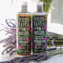 Faith In Nature Natural Lavender and Geranium Shampoo and Conditioner Set, Nourishing, Vegan and Cruelty Free, No SLS or Parabens, For Normal to Dry Hair, 2 x 400 ml