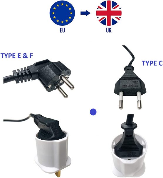 ampTECH EU to UK Plug Adapter - 1 Pack 13A Schuko European Europe Euro Visitors to UK Socket Converter Travel Adaptor From Spain, France, Italy, Portugal, Germany, Netherland, Turkey. Type C, E & F - Image 2