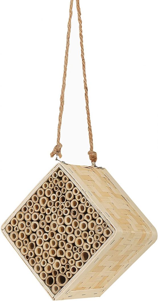 Dehner Natura Monza Insect Hotel Approx. 15.5 x 15 x 15.5 cm Bamboo/Plywood Natural