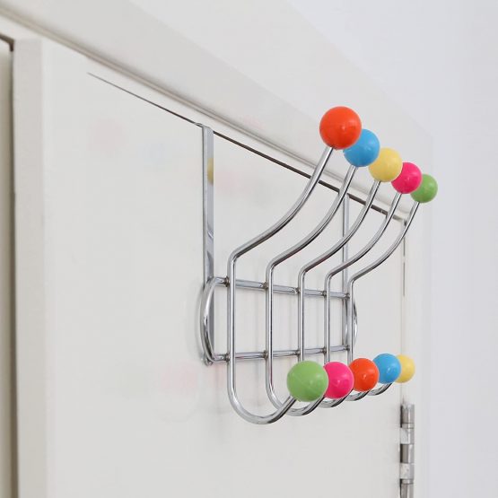 Premier Housewares Over Door Hooks Multi Color Plastic Over The Door Hanger / Hangers For Bedroom 10 Chrome Finish Hook Back Of The Door Coat Hanger 40 x 12.5 x 17.5 - Image 3