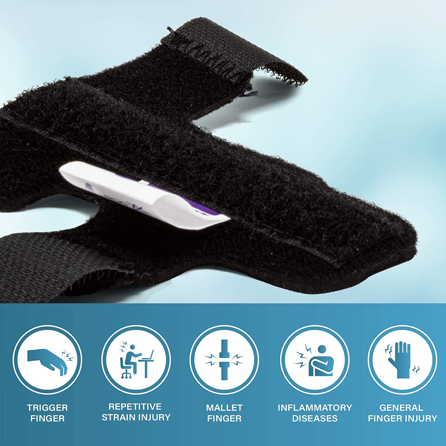 Actesso Neoprene Finger Splint Brace, Injury Support for Mallet Finger Trigger Finger, Finger Pain, & Broken Finger - Image 4