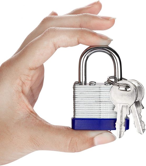 Belle Vous Heavy Duty Laminated Steel Shackle Padlocks with 2 Keys (4 Pack) - 6mm Shackle - 6.4 x 4.2 x 2.4cm/2.36 x 1.65 x 0.94 inches - Weatherproof Indoor/Outdoor Keyed Locks for Storage & Locker - Image 3