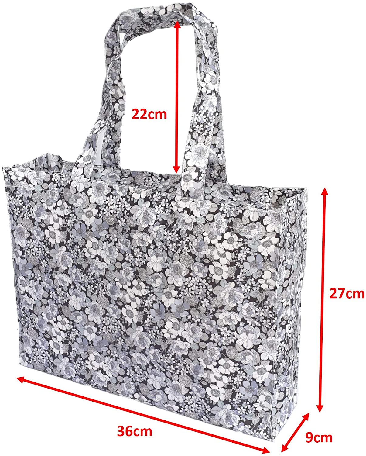 Bookbag with Gusset, Music Bag, Tote Bag, Shopping Bag, Oilcloth Tote, Blossom a, 36 27 9cm, 36*27*9cm - Image 2