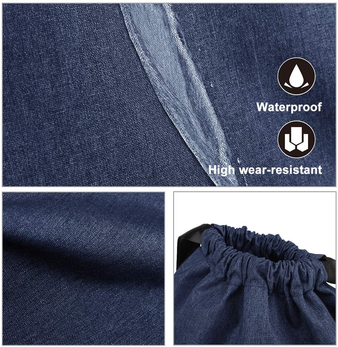 LIVACASA Gym Sack Large Drawstring Bag Adjustable Wide Strapes and Back Zipper Pocket Large Capacity 12.5L Sports Travel Bag Water Repellency with Inside Pockets Backpack for Men Women Blue 18x13x6In - Image 4