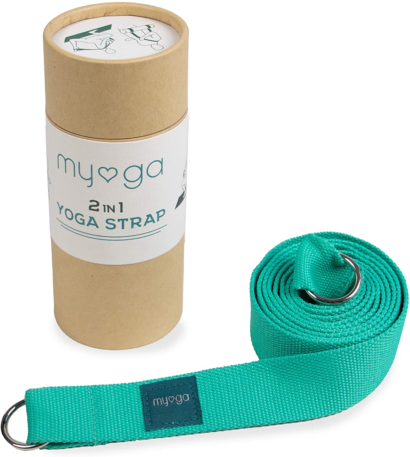 Myga Turquoise 2-in-1 Yoga Belt Strap for Stretching and Improving Flexibility - Image 3