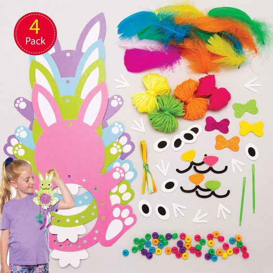 Baker Ross AT398 Easter Bunny Dreamcatcher Kits - Pack of 4, Ideal For Kids' Arts And Crafts, Educational Toys, Gifts, Keepsakes