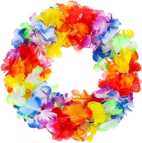 Jovitec Multicolor Tropical Flower Lei Garland Flower Leaves Banner for Hawaiian Luau Decorations (Style A, 4 Pack) - Image 2