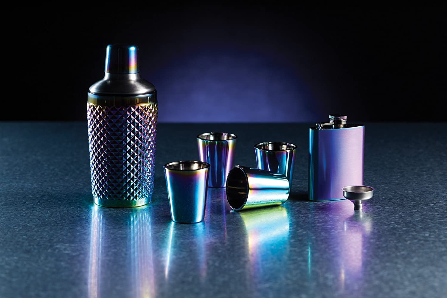 BarCraft BCSGRBOW4PC Metallic Rainbow Iridescent Shot Glasses, 50 ml (2 fl oz), Set of 4, 5 x 5 x 6 cm, 4 Count (Pack of 1) - Image 2