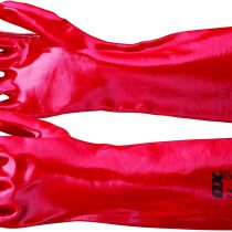 OX OX-S246845 PVC Gauntlet Safety Gloves Elbow Length - Heavy Duty Chemical & Heavy Oil Protection – Long PVC Gloves - Red Gauntlets Gloves, 10