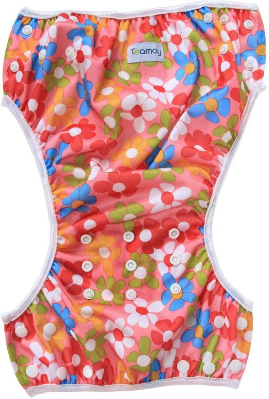 Teamoy Reusable Swim Nappy(2 Packs) for Baby Boys& Girls, Comfortable, Washable and Adjustable, Ideal for Swimming Lessons/Holiday, Flowers Pink+ Elephants - Image 2