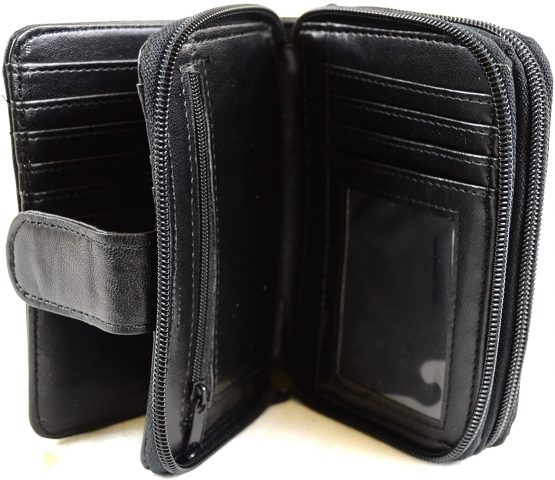 Ladies Super Soft Nappa Leather Bi-Fold Purse with Multiple Compartments and Slots