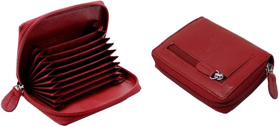 STARHIDE Womens RFID Blocking Small Leather Fan Concertina Palm Credit Card Holder 1234 (Red) - Image 4