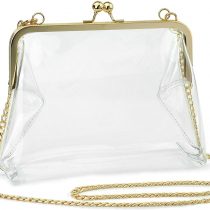 Hoxis Clear Transparent PVC Kiss Lock Chain Cross Body Bag Womens Clutch