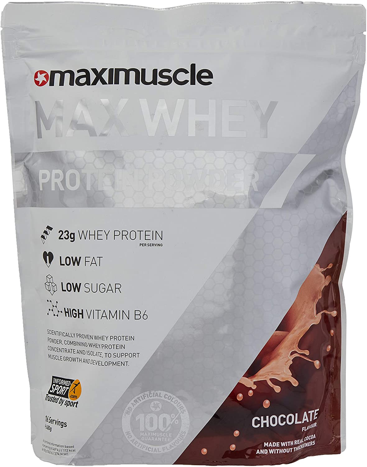 MaxiNutrition, MaxWhey, Whey Protein Powder Chocolate, Low-Fat, Low Sugar, Gluten & Soy-Free, Vegetarian, 420g