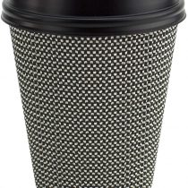 Signature Ripple Hot Cups - Disposable Coffee Cups with Lids for Takeaway Drinks - 50 Cups and 50 Lids - Triple Wall Insulated Paper Cups for Hot Drinks and Leak Proof Lids (8 oz)
