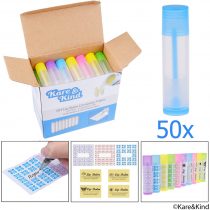 Lip Balm Container Tubes - 50-Pack (10x5 Colors) - DIY - 3/16 Oz (5.5 ml) - Including 50 Writeable (10x5 Colors) & 50 Printed Lip Balm Stickers - Twist Mechanism and a Cap - Empty - Make Lip Balm