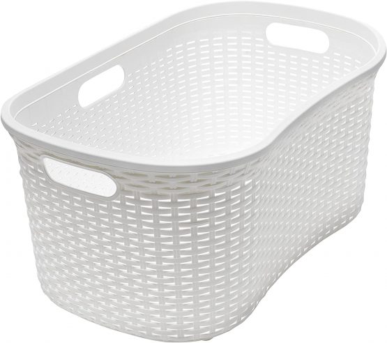 Addis 515625 Faux Rattan Hipster Laundry Basket 40 Litre, Calico/Cream