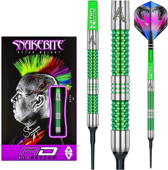 RED DRAGON Peter Wright Snakebite Mamba Soft-Tip - 18g Tungsten Steeltip Darts with Flights and Shafts