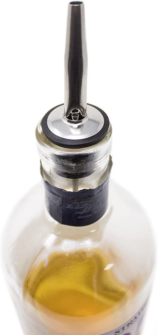 Oak & Steel - 12 Universal Stainless Steel Spirit Bottle Pourers with Rubber Seal - Image 4