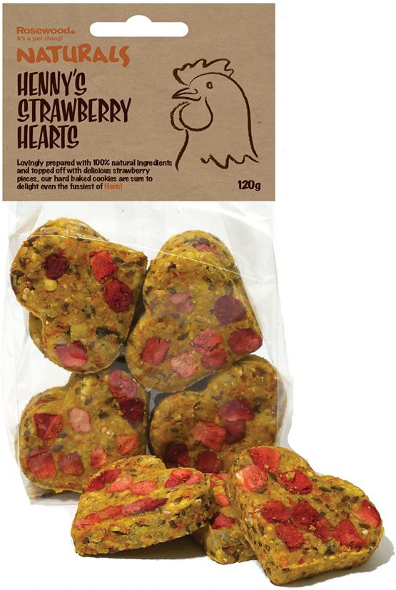 Rosewood Naturals Henny's Strawberry Hearts for Chickens, 120 g