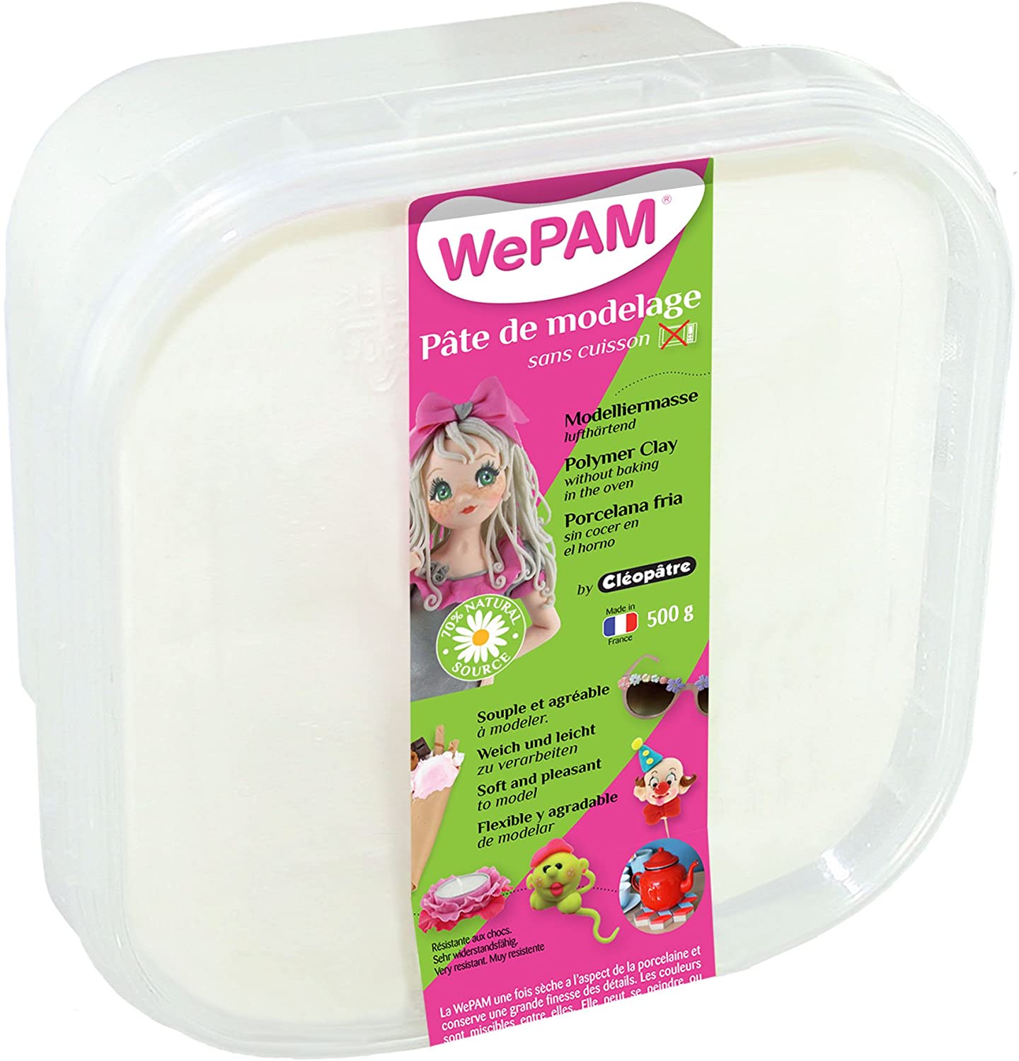 WePAM - PFWBBB-500 - Air Hardening Modelling Clay 500g White, 500 g