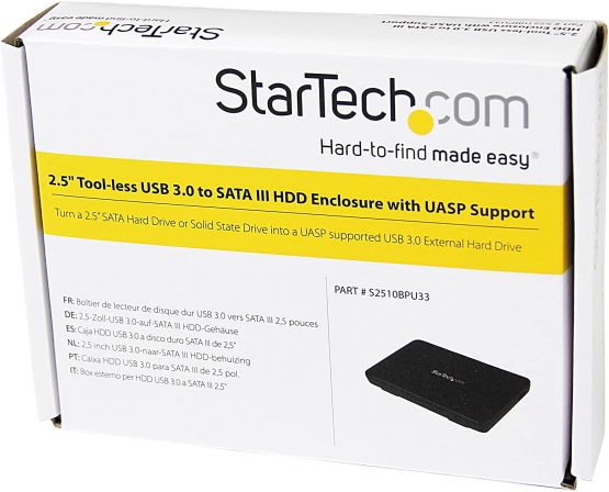 StarTech S2510BPU33 2.5in USB 3.0 External SATA III SSD Hard Drive Enclosure with UASP – Portable External HDD, Black - Image 2
