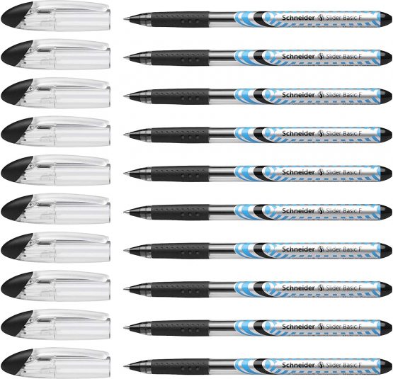 Schneider Slider 151001 Ballpoint Pens F Tip Pack of 10 Black