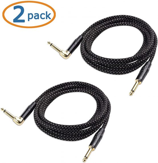 Cable Matters 2 Pack 6.35mm TS Straight to Right Angle Guitar Cable, 6.35mm Instrument Cable - 3m - Image 2