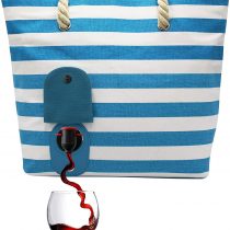 PortoVino Beach Wine Tote (Turquoise/White) - Beach Bag With Hidden, Insulated Compartment, Holds 2 Bottles Of Wine!