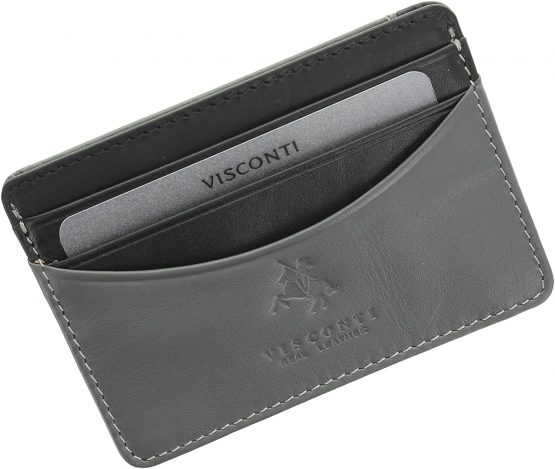Visconti Lucca Collection Ramon Two Tone Slim Leather Credit Card Holder LC35 Grey Multi - Image 4