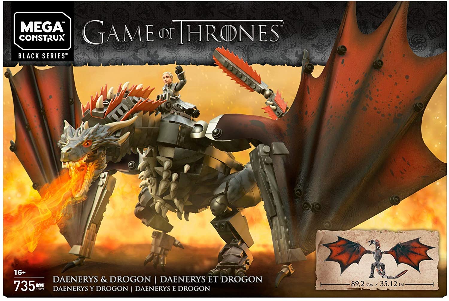 Mega Construx Game of Thrones Daenerys & Drogon, Multicolor, 2 inches
