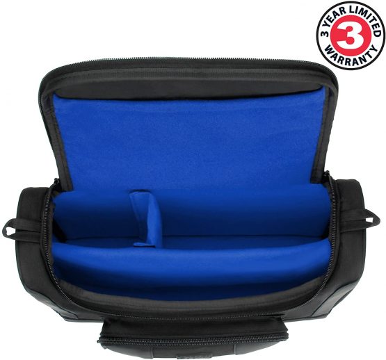 USA Gear Mini Projector Travel Messenger Bag Carry Case up to 31.8 x 19.81 x 10.41 cm - Accessory Pockets Customisable Dividers- Compatible with Select Elephas, Apeman, HuiHeng, Wimius and More- Black - Image 2