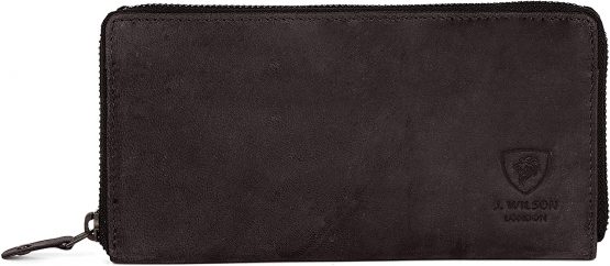 Ladies Designer RFID Safe Protection Luxury Quality Distressed Vintage Leather Purse Multi Credit Card Women Clutch Wallet with Zip Pocket Gift Boxed (Vintage Brown)
