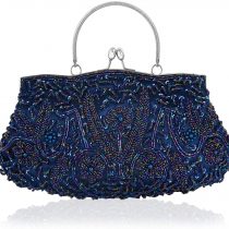 Women Vintage Clutch Bag Embroidery Floral Evening Bags Sequin Bead Pear Handbag Purse For Wedding Prom Bridal Party
