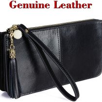 Wristlet Bag,Genuine Leather Wristlet Bags for Women,Ladies Wristlet Purses with Wrist Strap & Zip Closure & Detachable Tassel for Women - Fit Phone 8 Plus