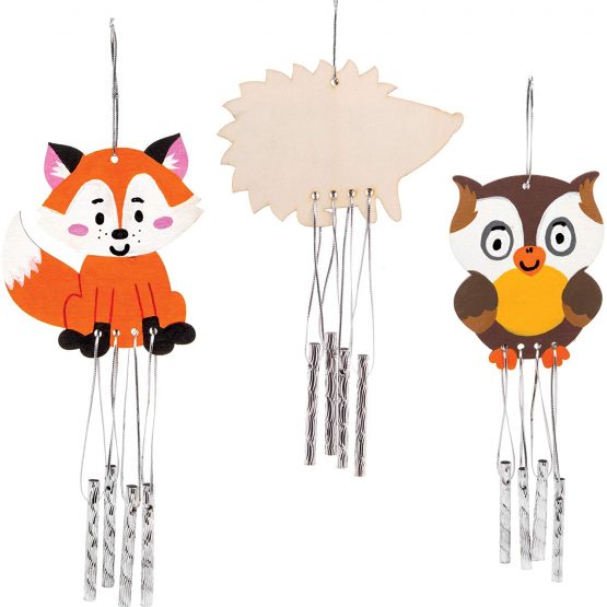 Baker Ross AW877 Woodland Animal Wooden Windchimes, Arts and Crafts for Kids (Pack of 4)
