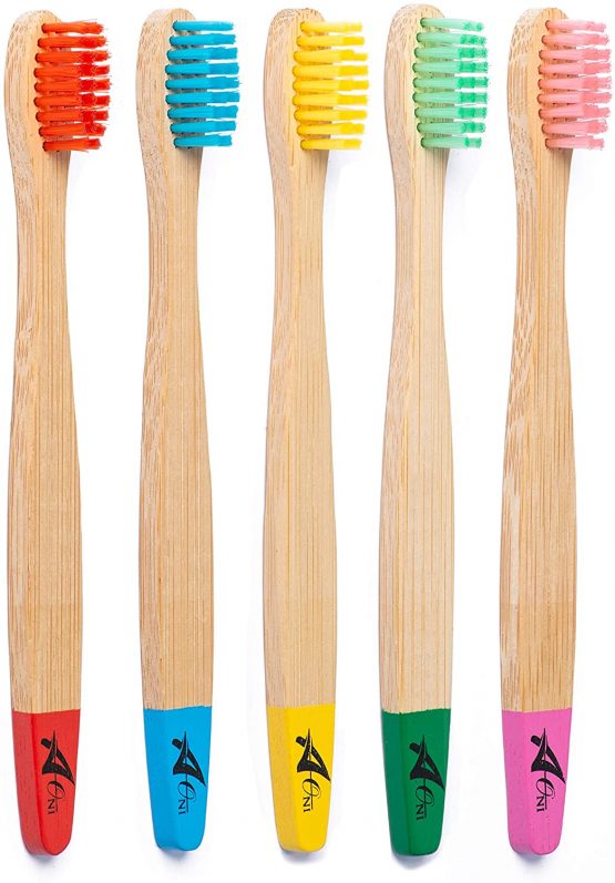 Kids Bamboo Toothbrushes | Organic & Eco-Friendly | 5 Pack in Rainbow Colours | Soft & Gentle BPA-Free Bristles | Children’s Natural Wooden Toothbrush | Biodegradable | Plastic-Free Packaging - Image 2