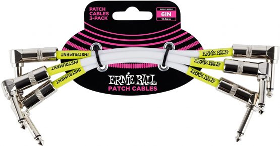 Ernie Ball 6 inch Angle / Angle Patch Cable 3-Pack - White