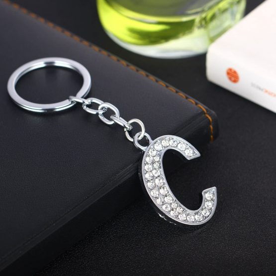 BESPMOSP A-Z Letter Keychain Keyring Crystal Shiny Family Best Friend Jewellery (C) - Image 2