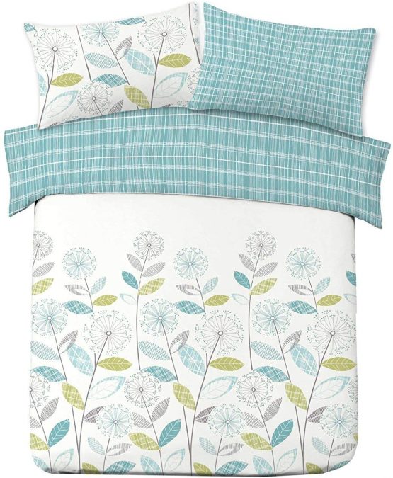 Dreamscene Luxurious Allium Duvet Set with Pillowcase, Polyester/Cotton, Teal, Double - Image 2
