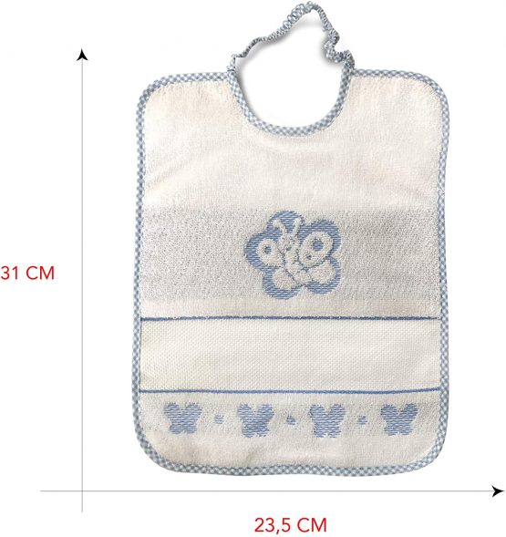 Baby Bib with Elastic Closure – 100% Cotton – Butterfly 31 x 23 cm, blue - Image 2