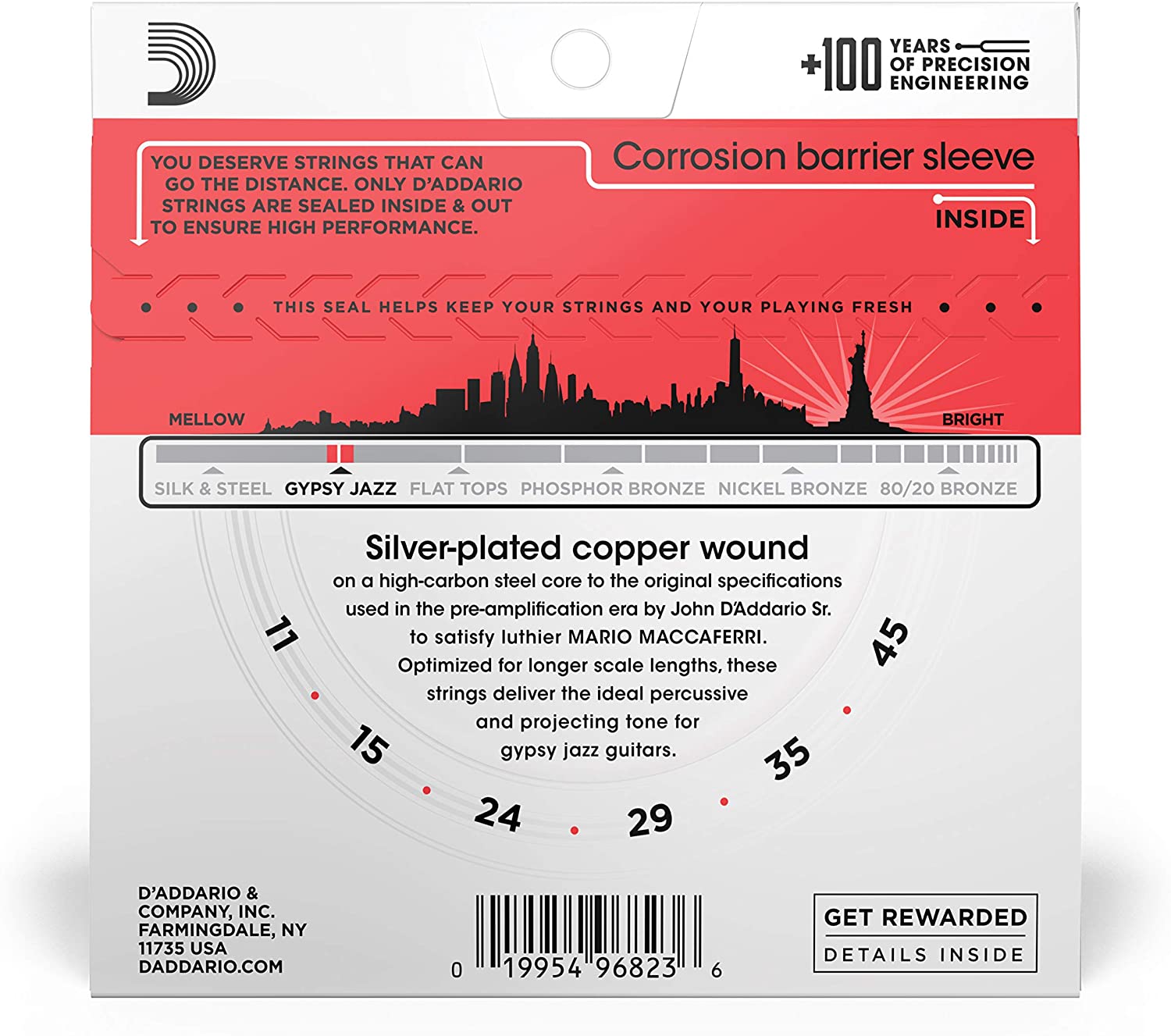 D'Addario Gypsy Jazz Acoustic Guitar Strings - EJ84M - Loop End - Medium, 11-45, Silver - Image 3