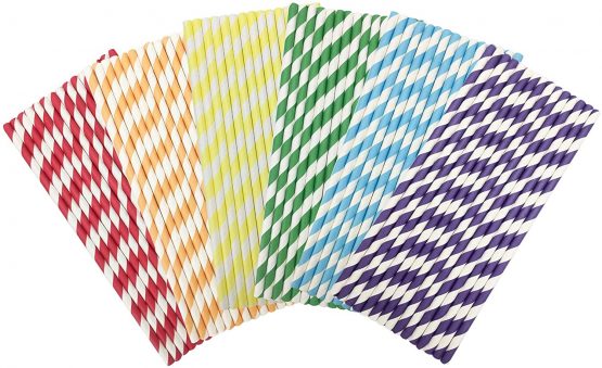AKORD 150 Pack Paper Drinking Straws Candy Series for Everyday, Party, Wedding, Celebration (Rainbow) - Image 2