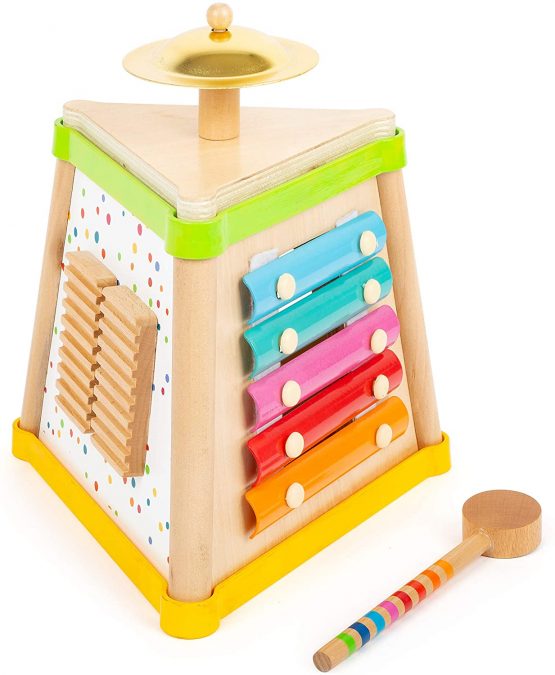Small Foot 11507 Musical Triangle Sound, Made of Wood, a Brightly Coloured Multi-Instrument for Young Musicians Toys, Multicolored